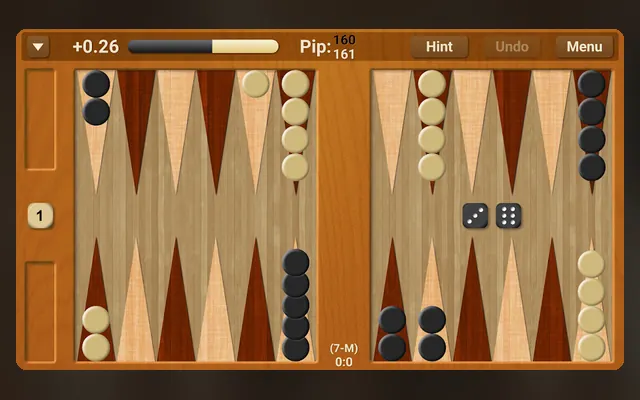 Tavola di Backgammon NJ con pedine, dadi e indicatore di posizione
