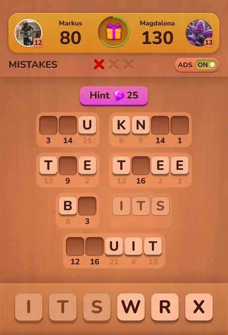 CodeWords Duel: i suggerimenti a gemme durante una partita